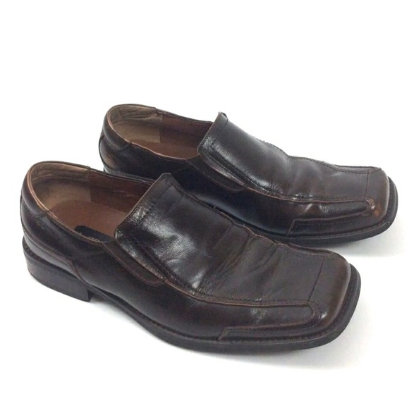 A Cellini Loafers Size 11 Brown Leather Square Toe - Picture 1 of 8